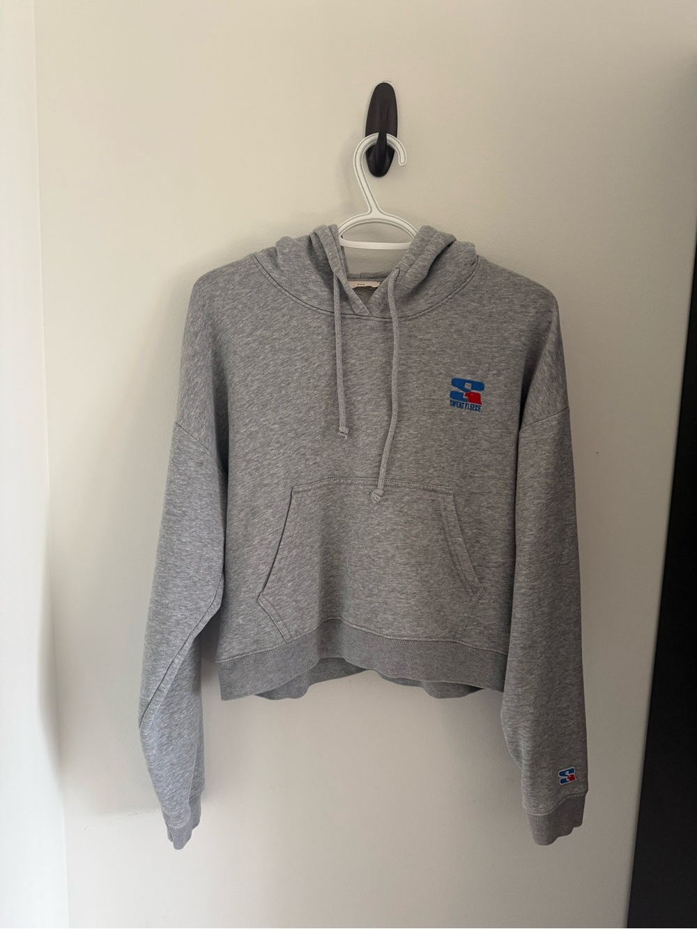 TNA Sweatfleece Heather Gray Cropped Hoodie Sweater